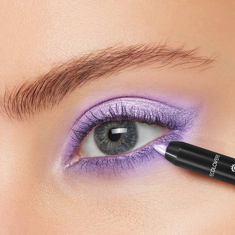 Dual-ended Design Shimmer Eyeshadow Stick, Multiple Used Colors, Eyeshadow&lying Silk&face Highlight Pen with Cotton Brush