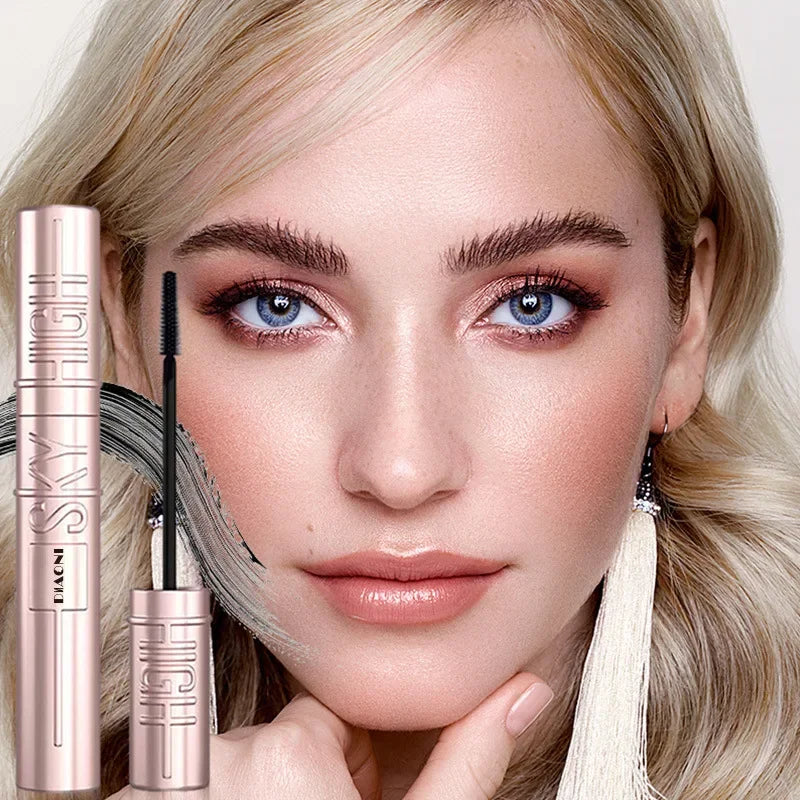 DIAONI Black Waterproof Volumizing Mascara - Sky-High Curl Smudge-Proof Lengthening Long-Lasting Makeup for Eyes