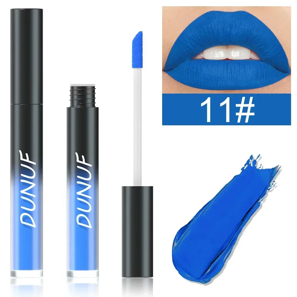 32 Color Lipstick Matte Lasting Lip Gloss Moisturizing Non-stick Cup Halloween Party Purple Blue Black Highly Pigments Lip Glaze