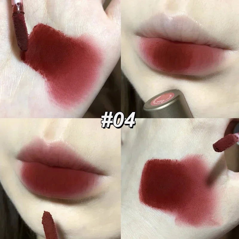 6 Color Long-Lasting Waterproof Matte Velvet Lip Gloss Mist Liquid Matte Lipstick Non-stick Cup Lip Glaze Lip Makeup Cosmetics