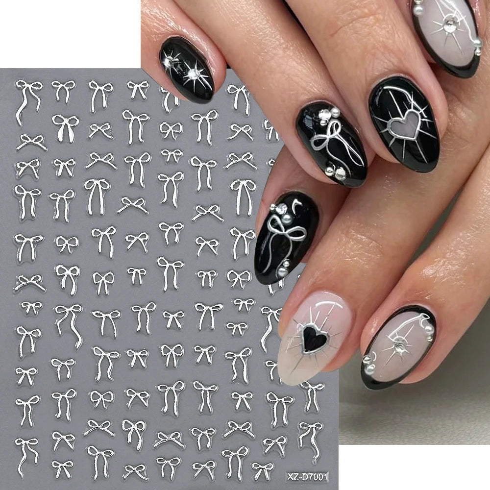 1pc Y2K-Inspired 3D Metallic Nail Stickers Geometric Marble & Bronzing Designs Nail Sliders Self-Adhesive Sparkling Manicure DIY