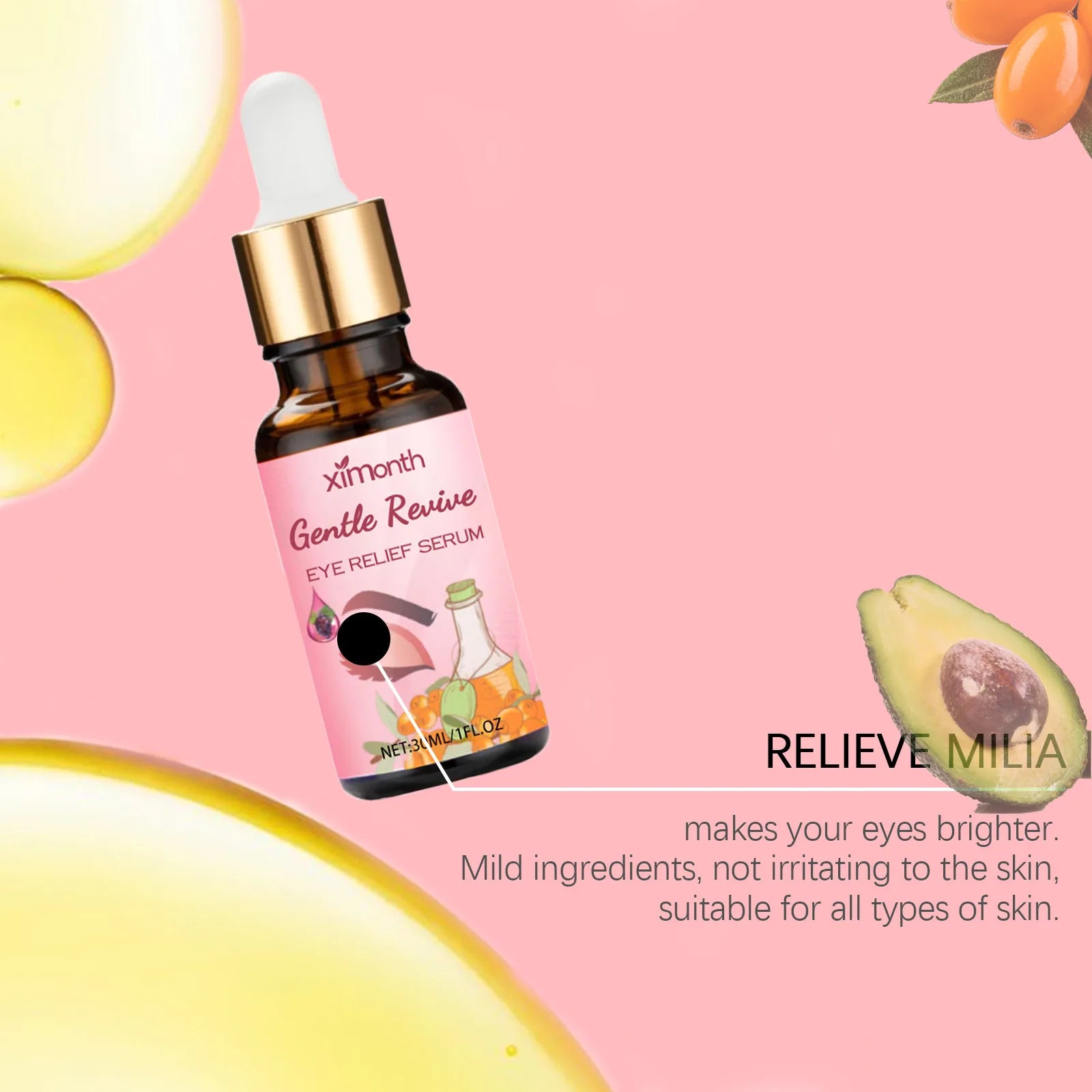 Ximonth Eye Relief Serum Relieve Skin Fatigue Firm Skin Prevent Milia Gentle Nourish Herbal Nursing Eye Soothing Essence Liquid