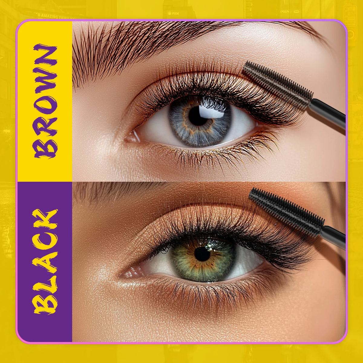 QIC 4D Black Mascara Brown Mascara Thickening, Lengthening, Curling, Waterproof Liquid Fiber Mascara.