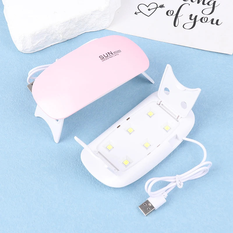 E5 6W Mini Nail Lamp Light UV LED Gel Polish Cured Pink White Nail Dryer Machine Portable USB Cable Home Women Nails Dry Tool