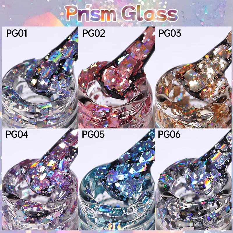 UR SUGAR 6PCS Chunky Glitter Gel Nail Polish Set Shiny Silver Sequins Soak Off UV LED Gel Varnish Kit Summer Nail Art Manicure