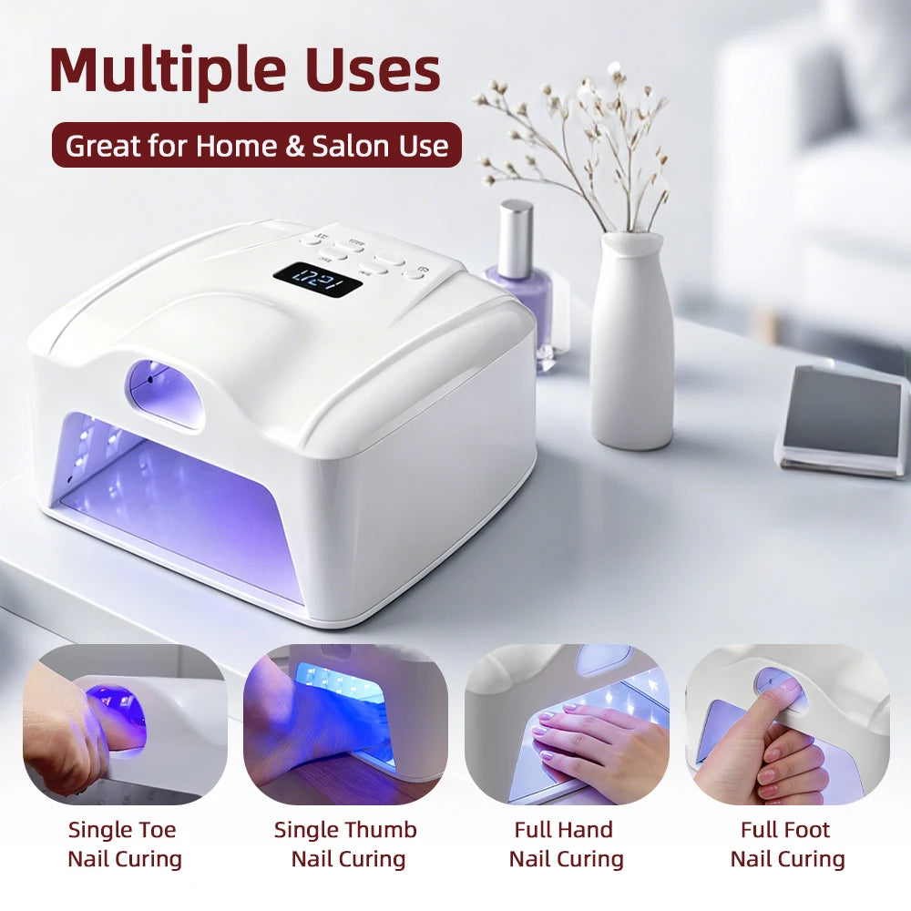 2 IN 1 Nail Lamp Single Toe Single Finger Gel Nail Curing Lamp Full Hand Fast Drying LED Light Nail Dryer Auto Sensor Dual Lamp