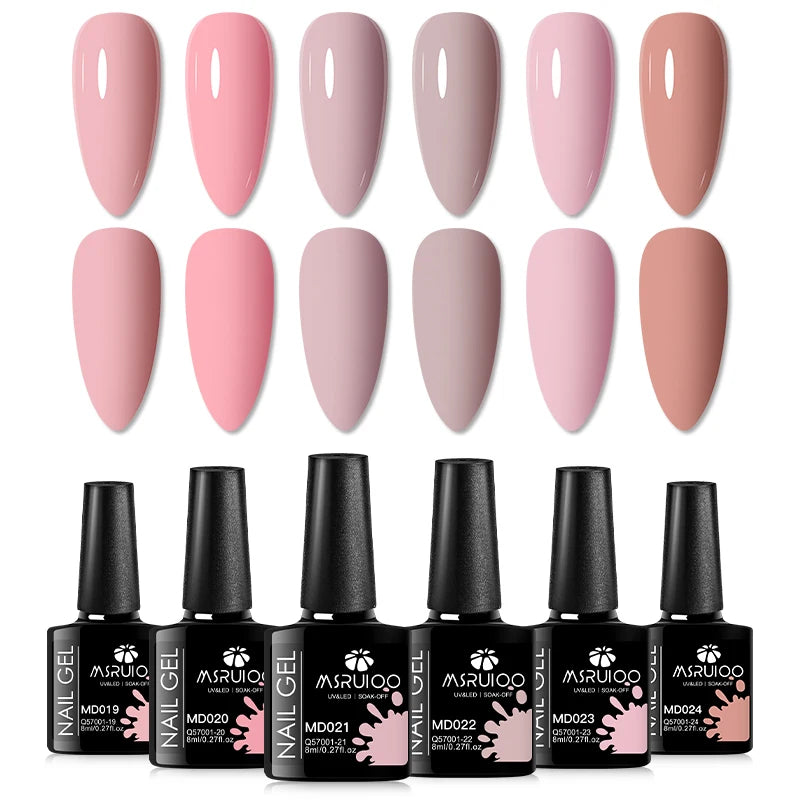 6pc All-Season Colors Gel Nail Polish Set UV LED Soak Off Nail Art Supplies Semi Permanent DIY Manicure Salon Nails Design