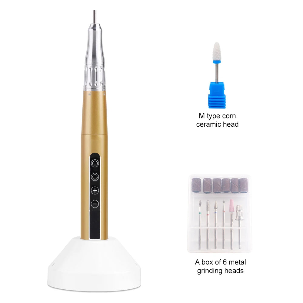 35000RPM Wireless Portable USB Pen Nail Drill Professional Rechargeable Manicure Electric Nail Cuticle File Nail Polisher Tools