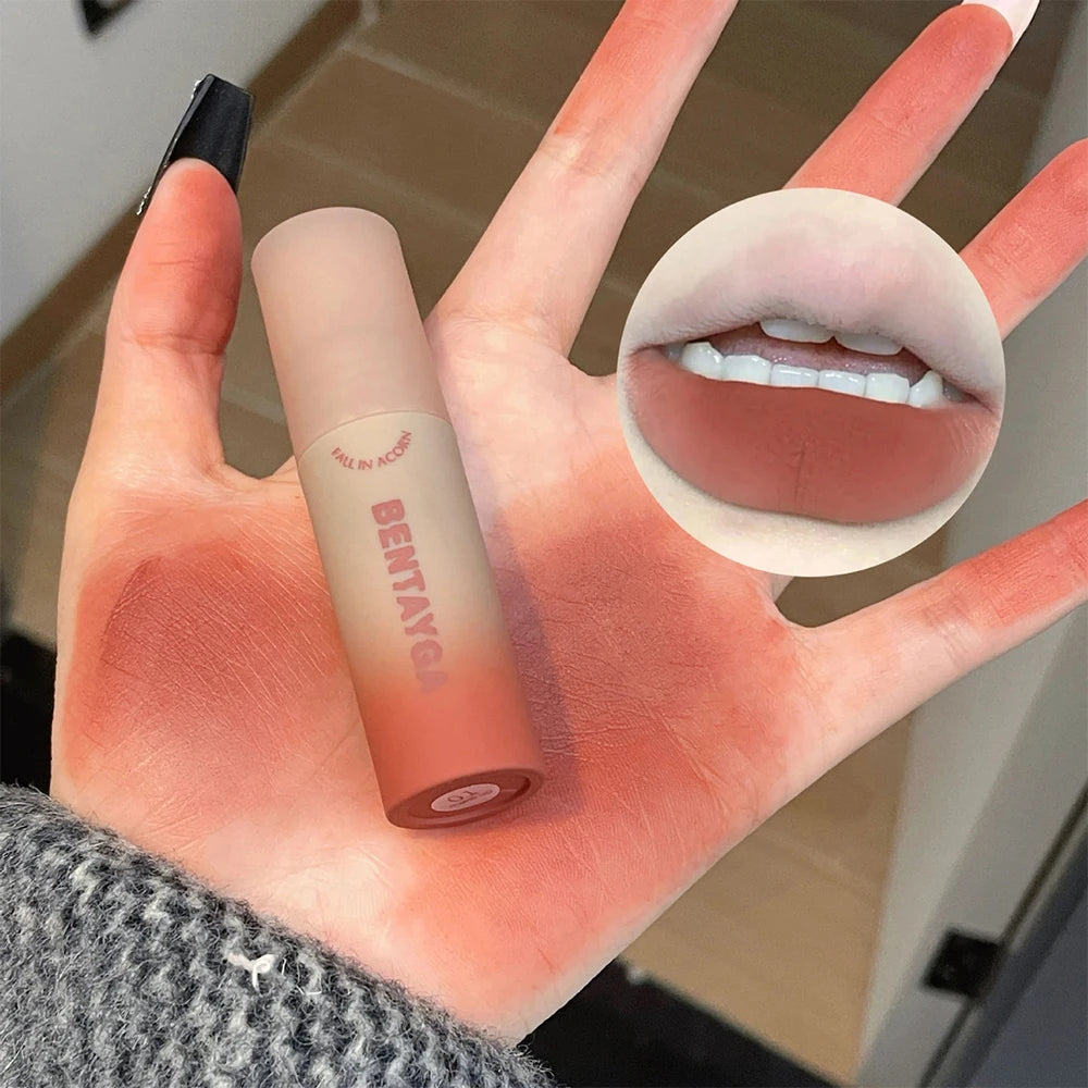Matte Nude Red Lip Gloss 6Colors Long Lasting Velvet Red Brown Non-stick Cup Lip Mud Pink Liquid Lipstick Korean Makeup Cosmetic