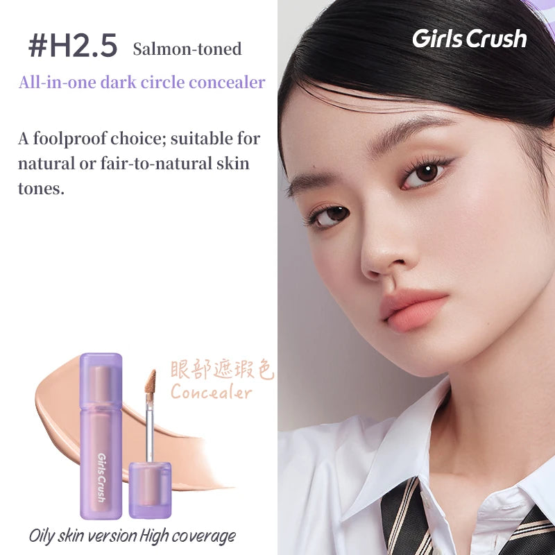 Girlscrush Liquid Concealer  Moisturizing Brightening Conceal Pore Watery Velvet Longlasting Cover Red Streaks Face Oily Skin