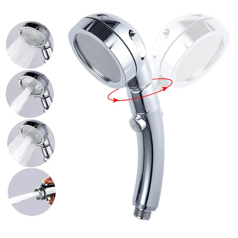 High Pressure 3 Modes Adjustable Shower Head One Key Stop Water Saving Sprayer Rainfall Bath Showerhead Bathroom Accessories