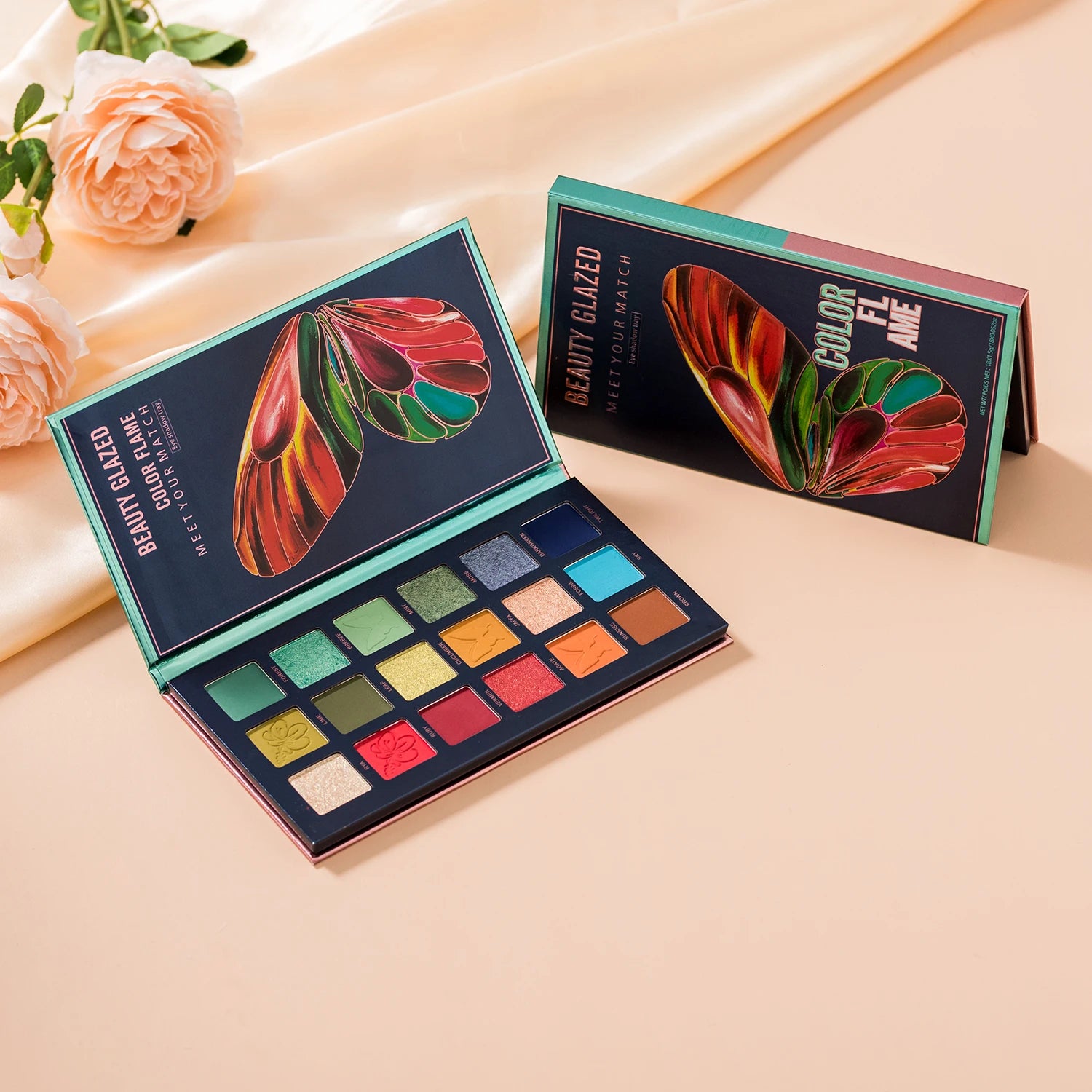 Butterfly 18 Color Eyeshadow Palette, Natural Matte Shimmer Metallic Satin Finish Eyeshadow, Charming Nude Makeup  Tray