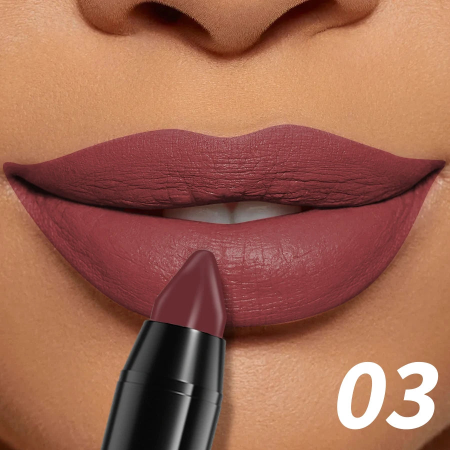 15-Color Velvet Matte Lipstick Pencil Waterproof  Red Brown Pink Long Lasting Lip Stick Korean Makeup Lip Tint Cosmetic Lipgloss
