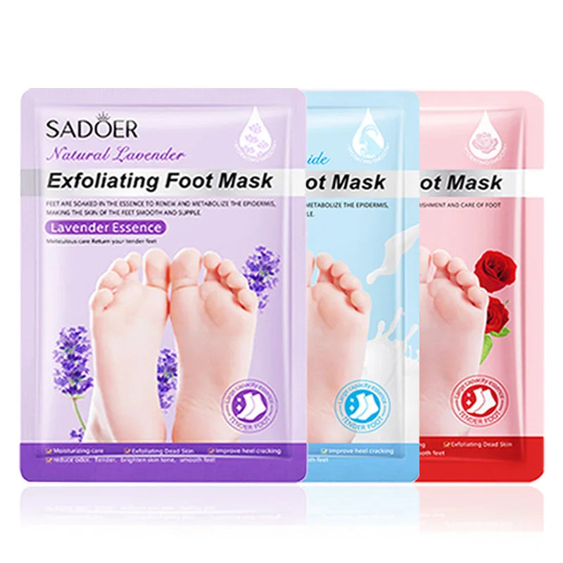 3 Pairs SADOER Lavender Foot Mask Moisturizing Foot Peeling Mask Anti-aging Exfoliating Feet Pedicure Exfoliant Feet Skin Care