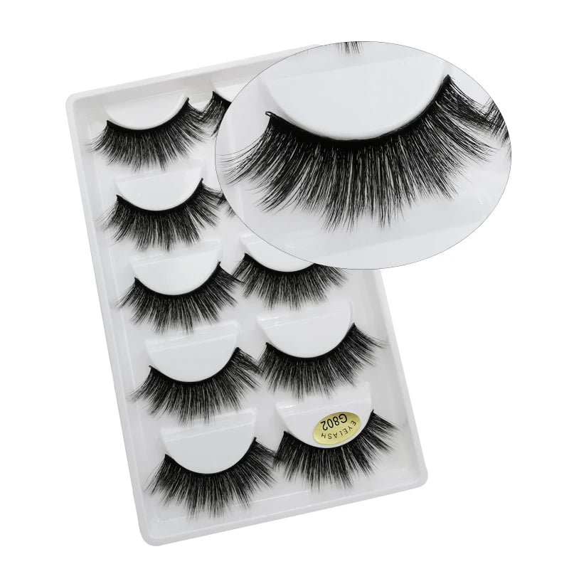 3/5 Pairs 3D Faux Mink Hair Soft Eyelashes Natural Thick Long False Eyelashes Dramatic Fake Lashes Handmade Eyelashes Faux Cils
