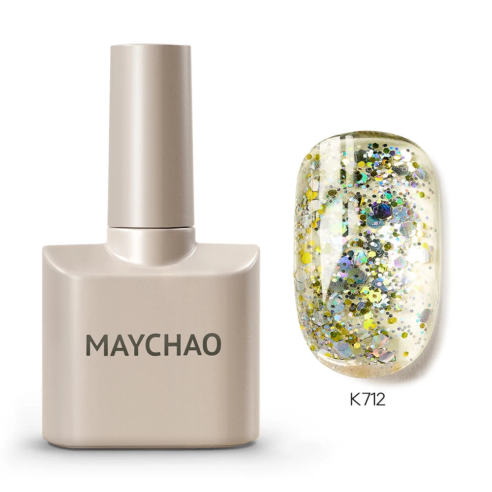 MAYCHAO Cherry Red Gel Nail Polish 12ml Glossy Semi Permanent Soak Off UV LED Frosted Gel Nails Base Painting Varnish