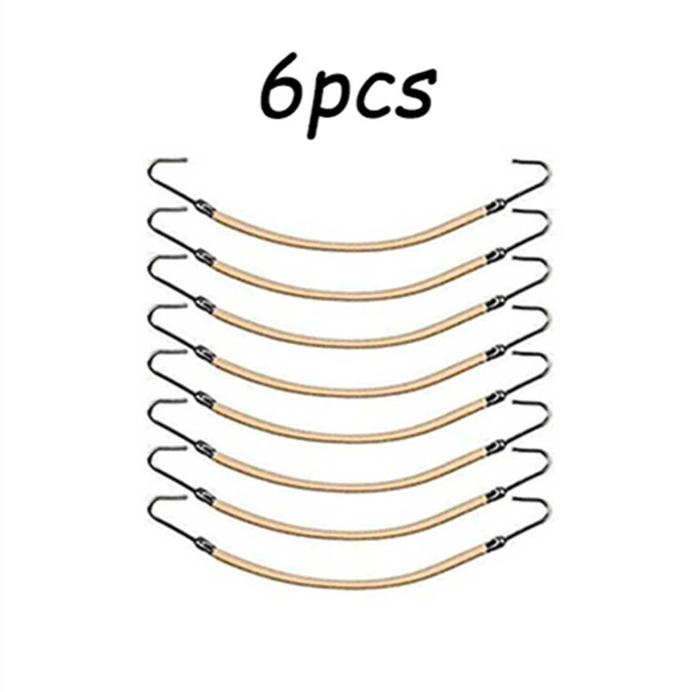 6pcs Girls Headwear Bungee Gum Band With Hook Elastic Bows Hair Band Ponytail Holder Elastic Clips