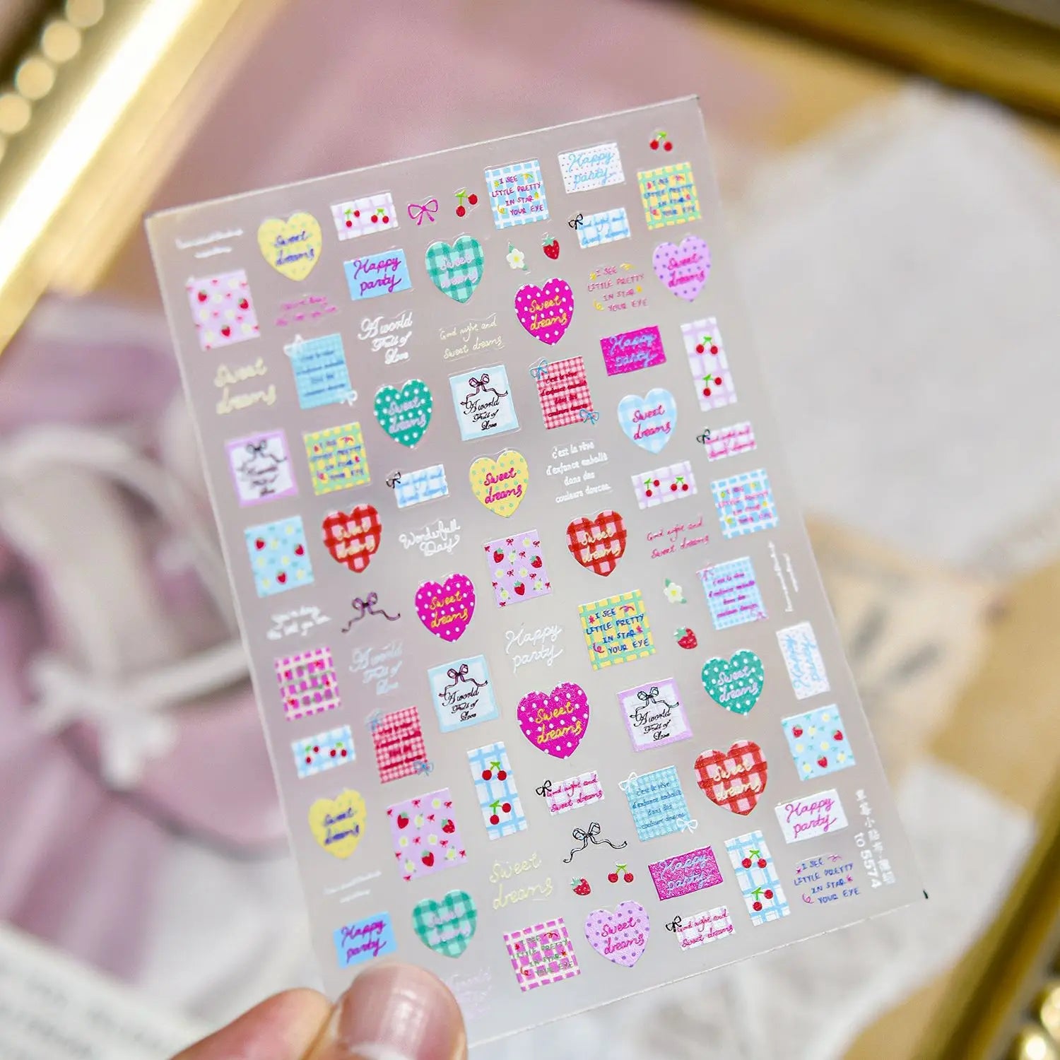 1pcs Japanese Cute Graffiti Lines Nail Art Stickers 5D Embossed Butterfly Rabbit Nail Art Accessory Stickers Self Adhesive Decal