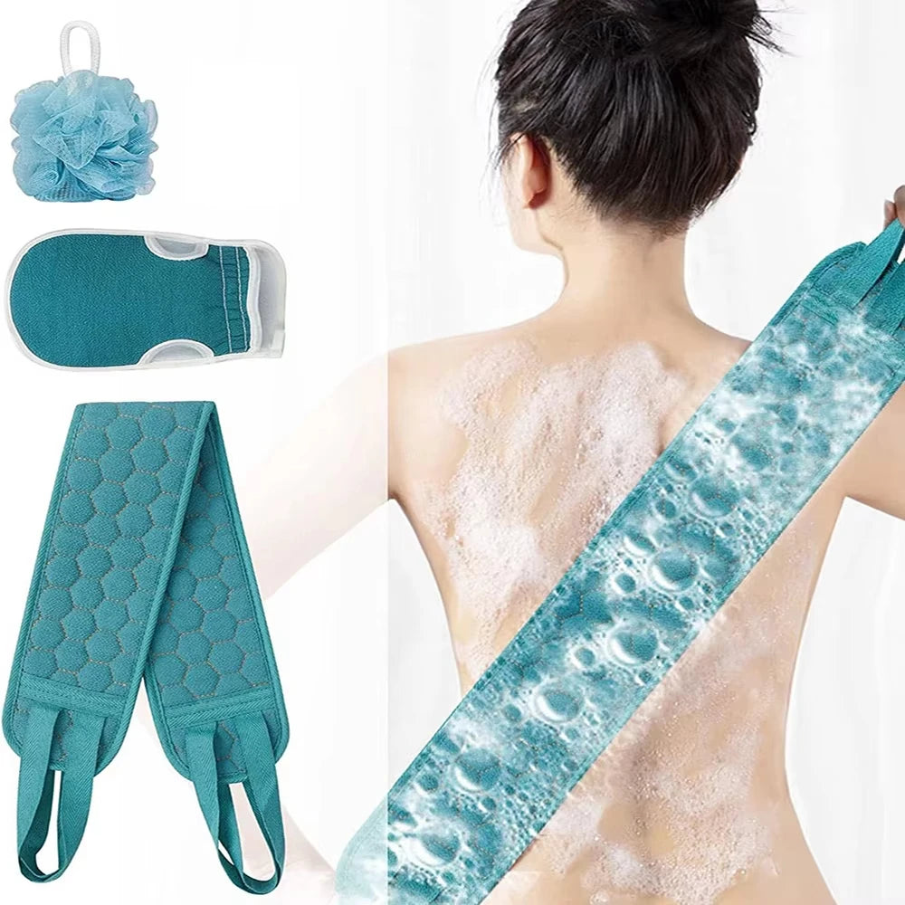 Exfoliating Body Scrubber Set with Back Scrubber Bath Glove And Shower Sponge Loofah for Deep Cleaning And Hygiene