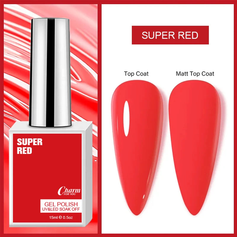 15ml Classic Gel Nail Polish, Vibrant Black,White Red Shades Varnish Easy Soak Off UV LED Nail Gel for Home Salon & DIY Nail Art