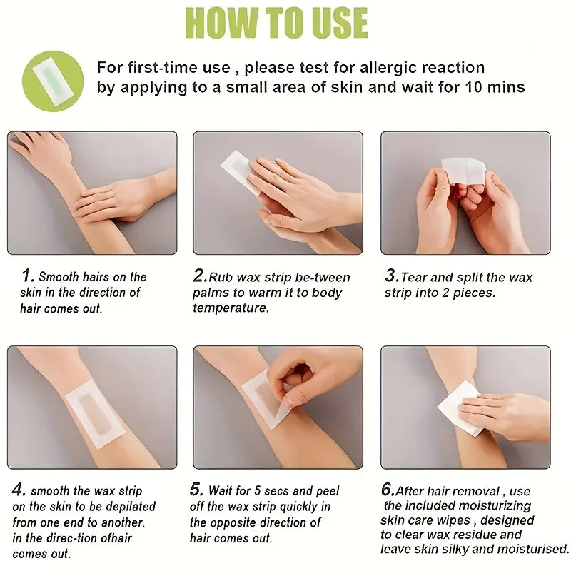 20 stick Professional Hair Removal Wax Strips for Summer Depilation Double Sided Cold Wax Paper for Leg Body Face Useful