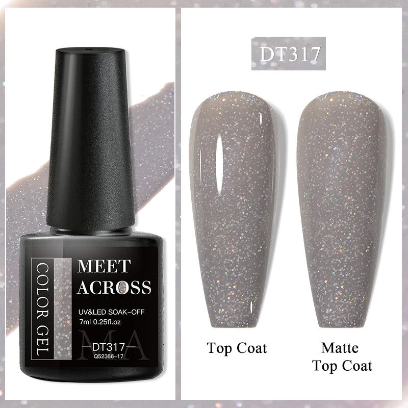 MEET ACROSS 7ml 36Colors Glitter Thermal Gel Nail Polish 3 Colors Changing Soak Off Gel Winter Semi Permanant Nail Art Varnish