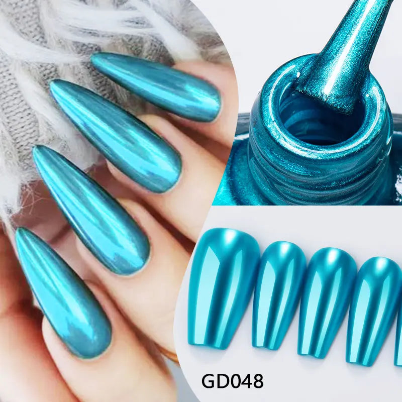 MTSSII 7.5ml Metal Nail Polish, Silver Gold Red Yellow UV LED Soak Off Metallic Nail Art Varnish Quick-Drying Air-Dry Formula
