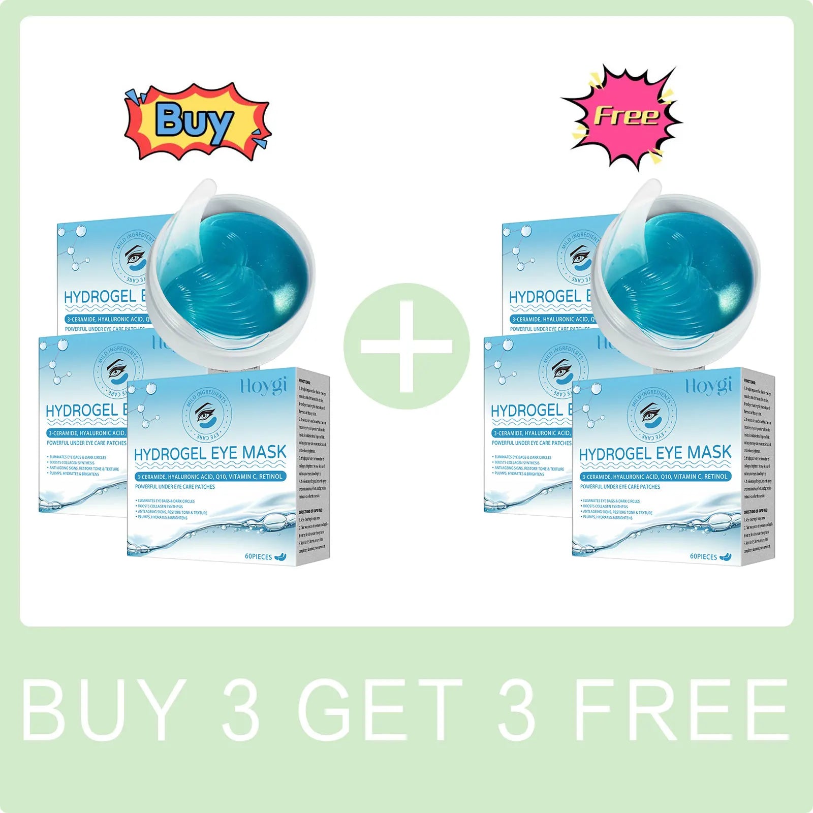 60PCS Retinol Eye Masks Firming Eye Bags Anti Dark Circles Fine Lines Removal Moisturizing Anti Wrinkle Skin Care Eye Patches