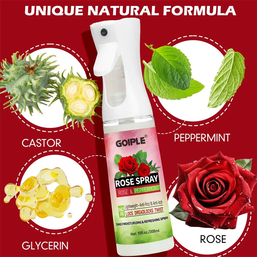 Rose Water Spray Moisturizing Nourish Hair Soothing Scalp Anti-frizz Conditioner Add Hair Shine and Smoothness Hair Care Product