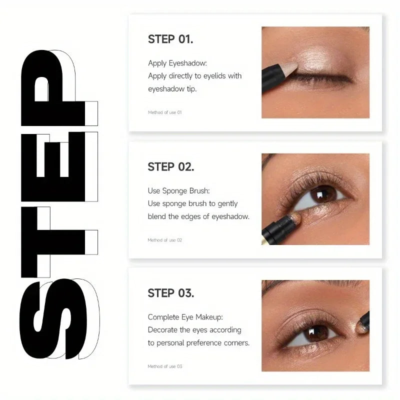 Colorful Shimmer Eyeshadow Stick Double Ended Metallic Pearlescent Highlighter Makeup Pigment Silkworm Eyeshadow Pen