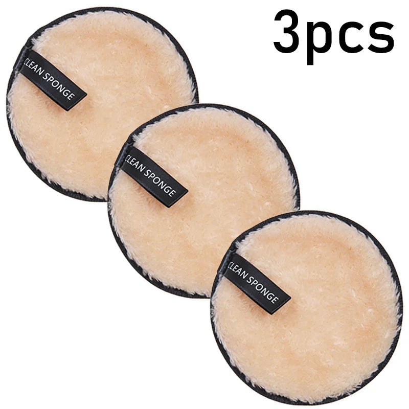 1/3pcs Reusable Discs Makeup Remover Wipe Cotton Pads Microfiber Makeup Face Towel Cloth Washable Sponge Skin Care Cleaning Puff
