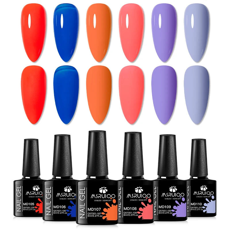 6pc All-Season Colors Gel Nail Polish Set UV LED Soak Off Nail Art Supplies Semi Permanent DIY Manicure Salon Nails Design