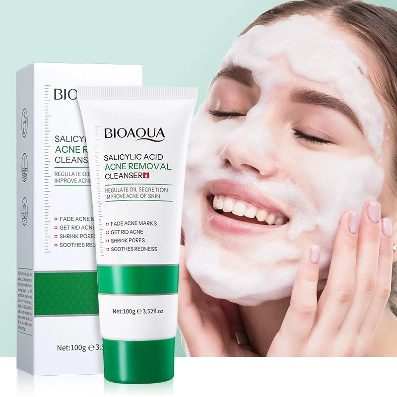 BIOAQUA Salicylic Acid Facial Cleanser Acne Treatment Moisturizing Oil Control Anti-acne Face Wash Foam Face Cleanser Skin Care
