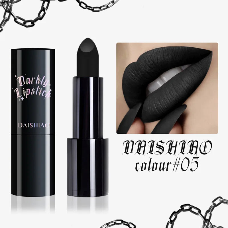 Halloween Dark Night Lipstick Waterproof and Long-lasting Black Dark Purple Matte Lipstick Makeup Lip Cosmetics