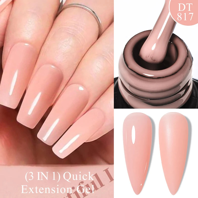 MEET ACROSS 7ml Dark Color Glitter Top Coat Gel For Nails Brocade Powder 2 In 1 Chameleon Nail Art Gel Varnish Manicure