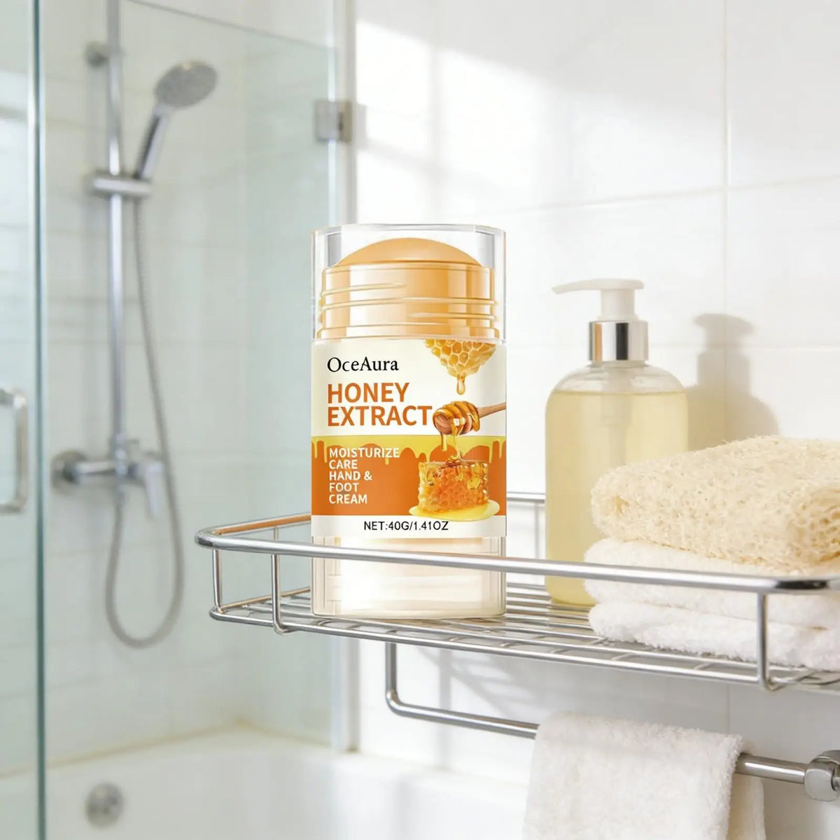 OceAura Honey Foot Cream for Cracked Damaged Feet Deep Hydration Moisturizing Skin Care with Coconut Oil for Hands and Feet 40g