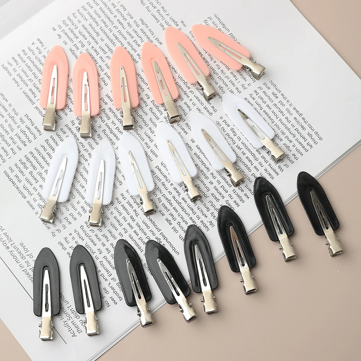 12pcs Black And White Pink Simple And Fashionable Women's Seamless Bangs Hair Clips Makeup Seamless Hair Clips Side Clips Suitab
