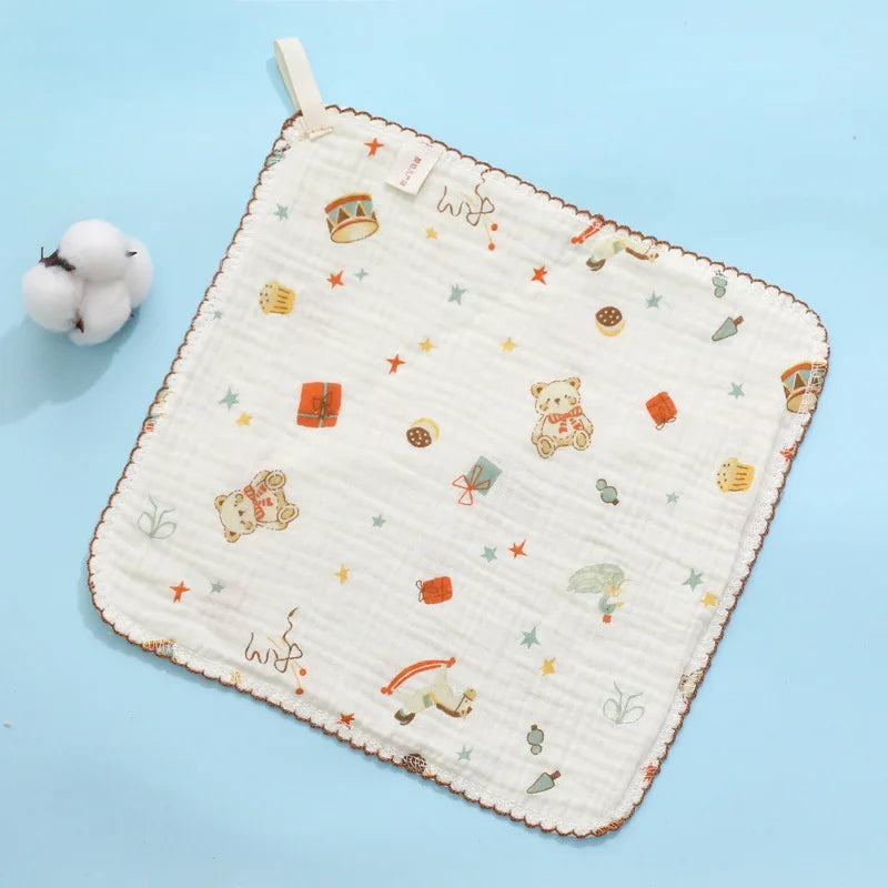 Washcloth Facecloth Baby Cotton Square Towels Handkerchief Muslin Cloth Feeding Bib Infant Wash Hand Face Wipes