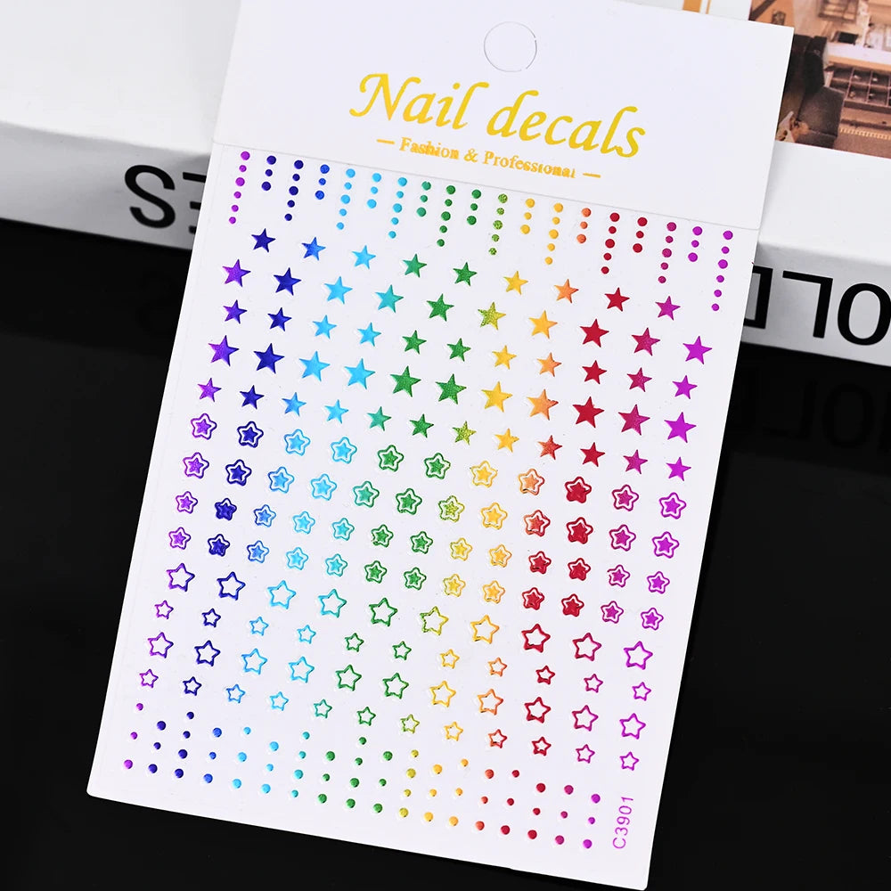 1pcs Star-Themed Nail Art Stickers 3D Self-Adhesive Plastic Decals With Glitter Finish Anime Rectangle Shape Ideal For DIY Nails