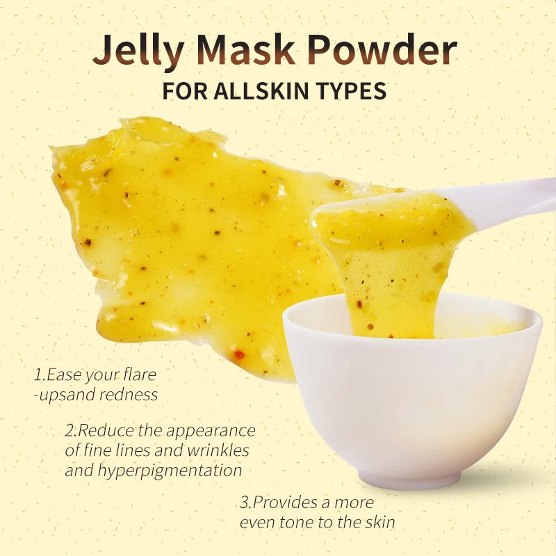 Jelly Mask Powder for Facials Pro, Turmeric Controlling Oil Deep Cleansing Blackheads Removal Peel Off Gel Face Mask Skin Care