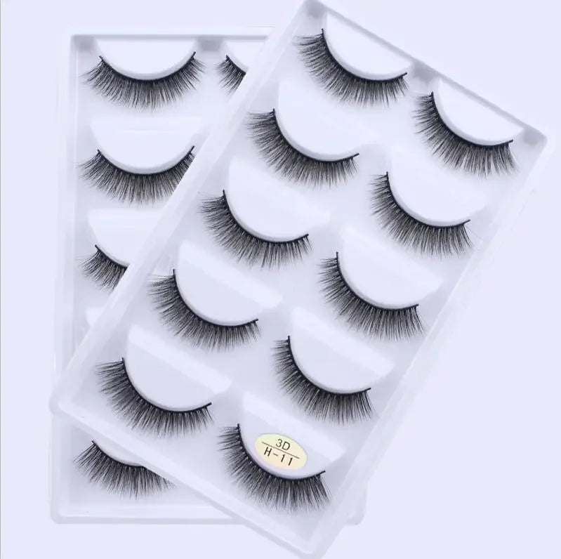 AMSNCN NEW 5Pair 100% Real 3D Mink Lashes Soft Natural False Eyelashes Makeup Long Eye Lashes Eyelash Extension CiliosH13mini