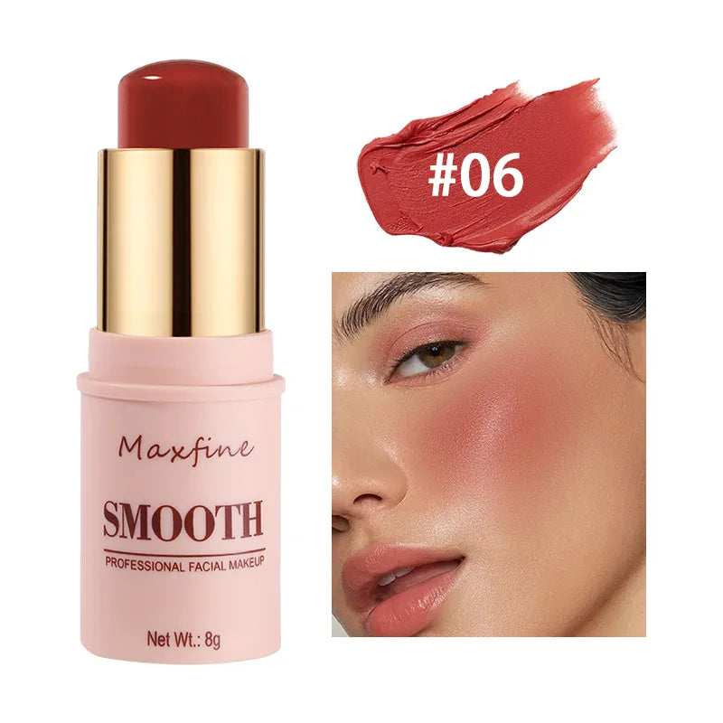 Smooth Blush Stick Naturally Saturated Long-lasting Waterproof Easy to Wear Matte Blush 3 in 1 Makeup Used On Lips Eyes Cheeks