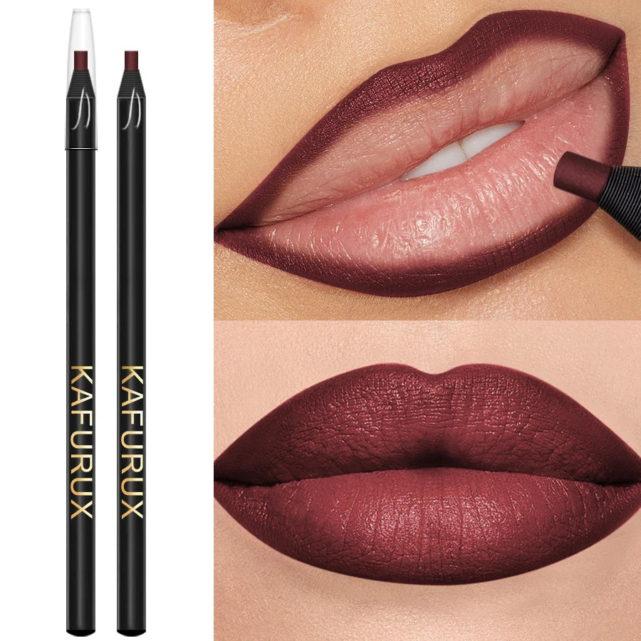 12 Colors Matte Lip Liner Pen Long Lasting Lip Glaze High Pigment Lip Tint Waterproof Red Brown  Lipliner Korean Makeup Gifts