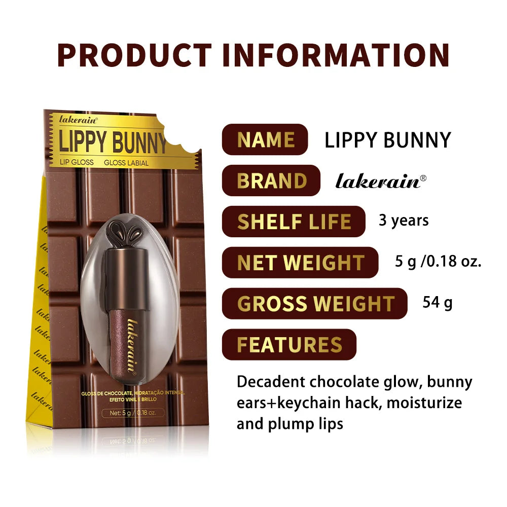 Brazilian Rabbit Lip Gloss Chocolate Color Moisturizing Glossy Shine Plumping Lip Gloss Mirror Lip Glaze Makeup