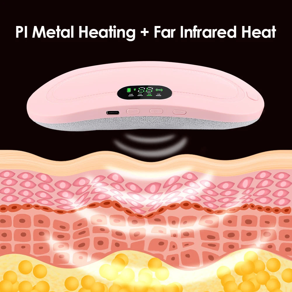 Women Menstrual Heating Pad Abdominal Warmer Belt Electric Waist Massager Vibration for Period Cramps Comfort Portable Gift