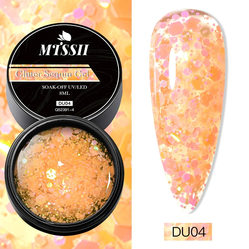 8ML Glitter Gel Nail Polish Shining Mineral Sequins Soak Off UV LED Nail Gel Semi Permanent Nail Art Supplies for Manicure