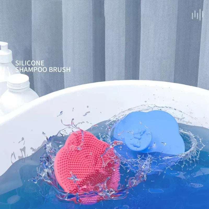 Silicone Shampoo Brush for Baby Infant Bathing Soft Silicone Boys Kids Shower Brush Head Hair Washing Massage Brushes Wipe Comb