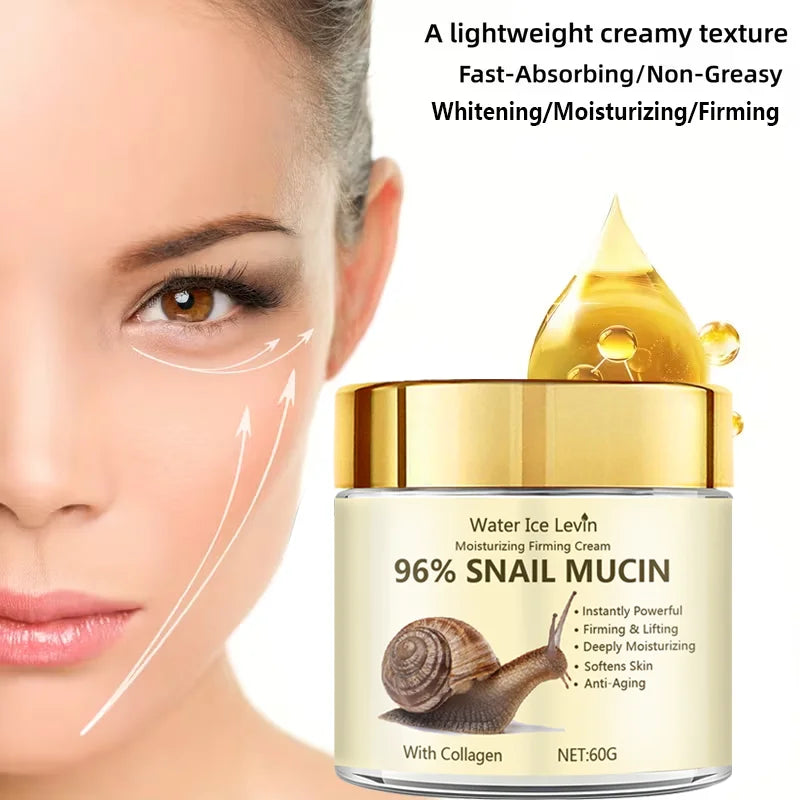 96% Snail Mucin Moisturizing Firming Cream with Collagen, Deeply Hydrates, Firms & Lifts for Smoother, Youthful Skin