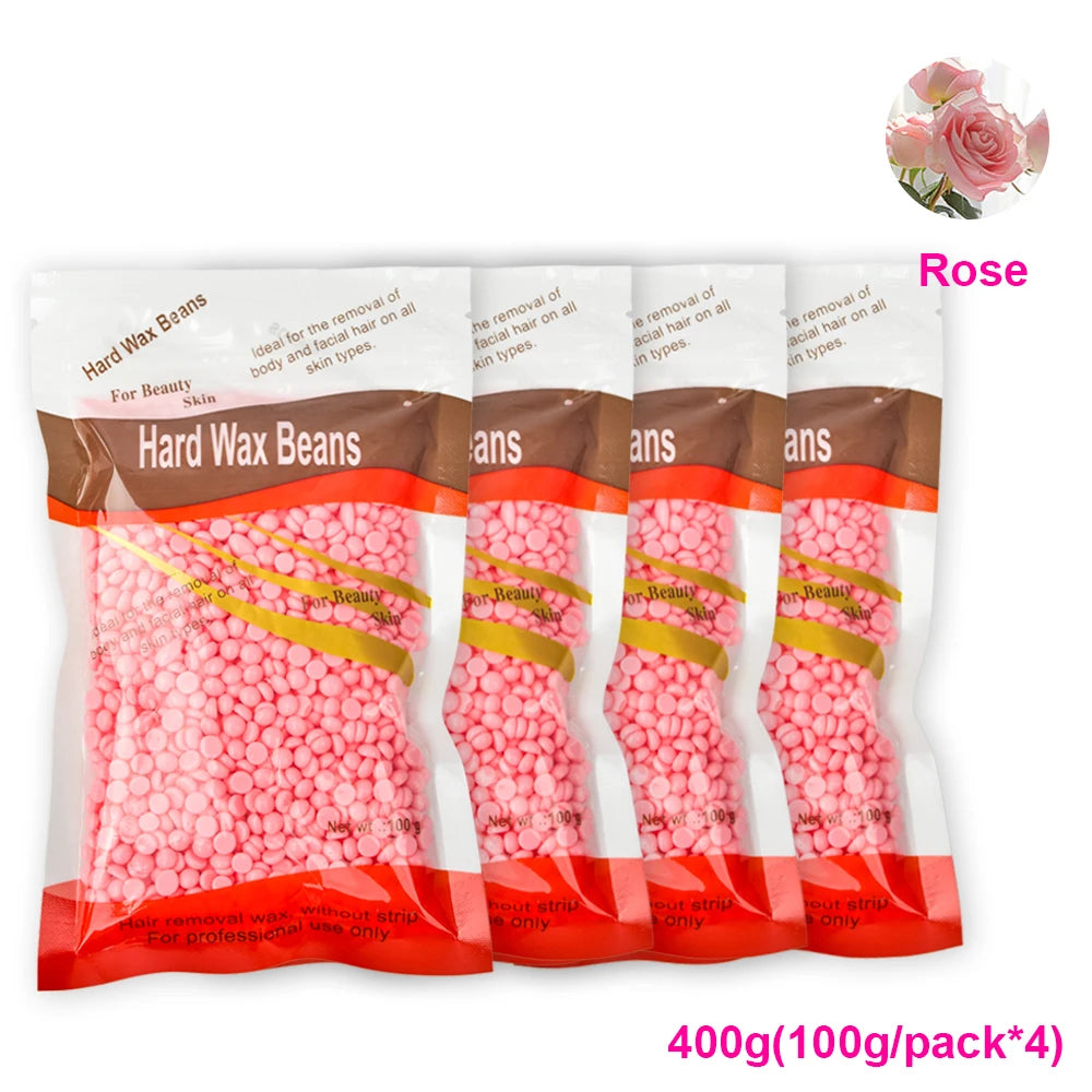 100g-400g hard wax beans Solid Hair Remover No Strip Depilatory Hot Film Wax Bead Hair Wax Heater Removal for Full Body
