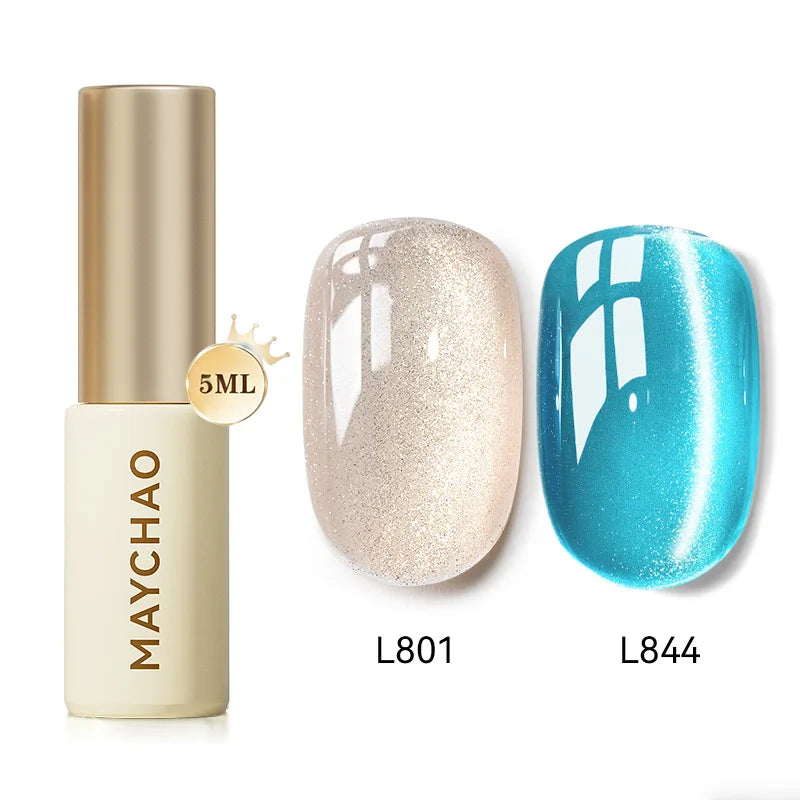 MAYCHAO 5ML Gel Nail Polish 9D Laser Diamond Glitter Cat Eye Gel Semi-Permanent Soak Off UV LED Gel Nail Manicure Tools Nail Art
